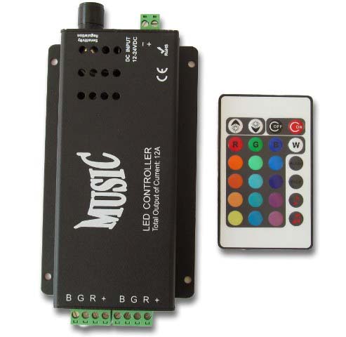 Музикален LED Контролер за RGB Лента със Звуков Контрол до 144W [243-LED-kontroler-MIUSIC]